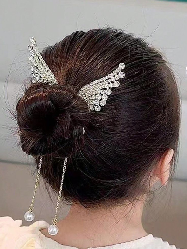 گیره مو دخترانه گوجه ای طرح بال فرشته آویزدار