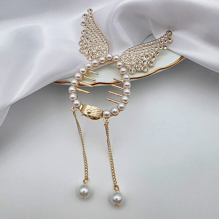 کلیپس گوجه ای طرح بال فرشته تمام نگین